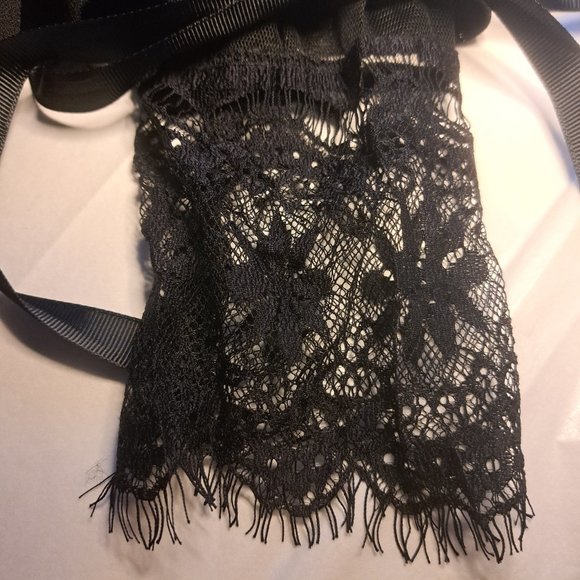 M made in ITALY from SUNDANCE catalog NWT Dress Sz S LACE & BOW CUFFS SHEER ARMS - Picture 8 of 12